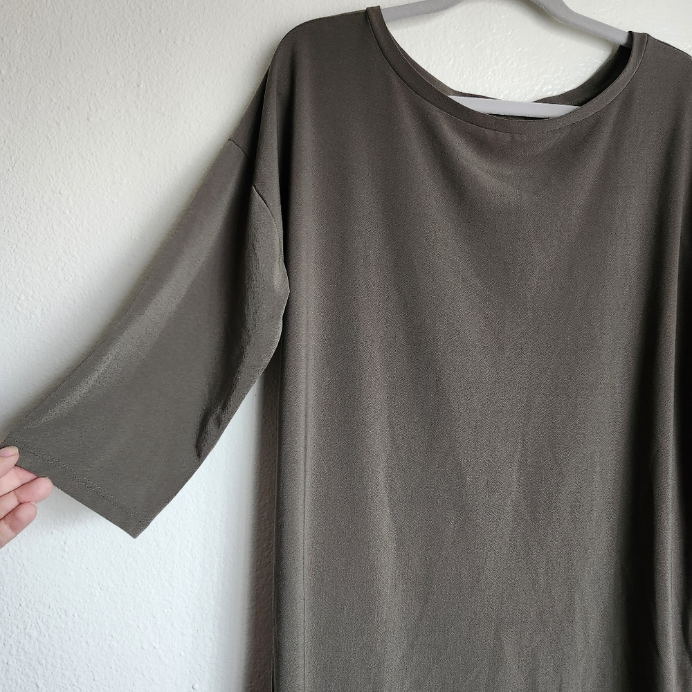 Free Press Extra Soft Longline Tee XS Taupe/Olive Minimalist Neutral Layering